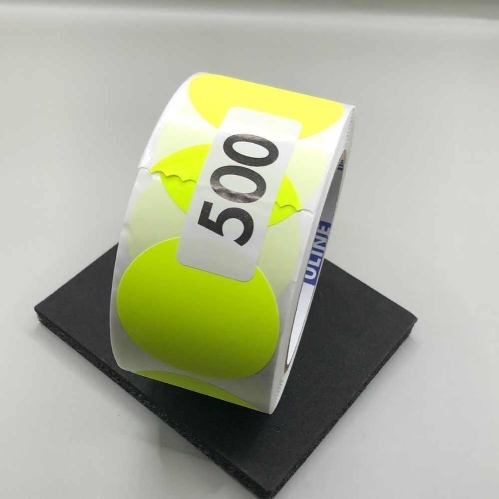 2 Inch Dot Yellow Color Code Labels, Round 500 Stickers Per Roll